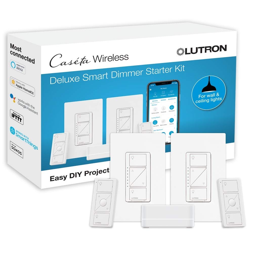 Lutron Caséta Deluxe Smart Dimmer Switch Kit with Caséta Smart Hub