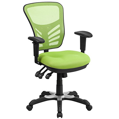 Flash Furniture Mid-Back Green Mesh Multifunction Executive Swivel Ergonomic Office Chair with Adjustable Arms, BIFMA Certified