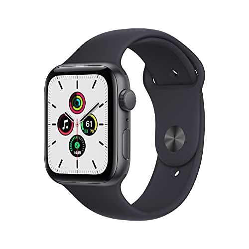 Apple Watch SE (GPS, 44mm) - Space Grey Aluminium Case with Midnight Sport Band - Regular (Renewed)
