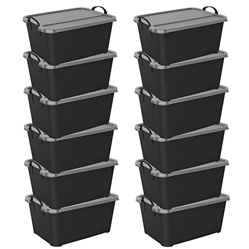 Life Story Locking Stackable Closet & Storage Box 55 Quart Containers, (12 Pack)