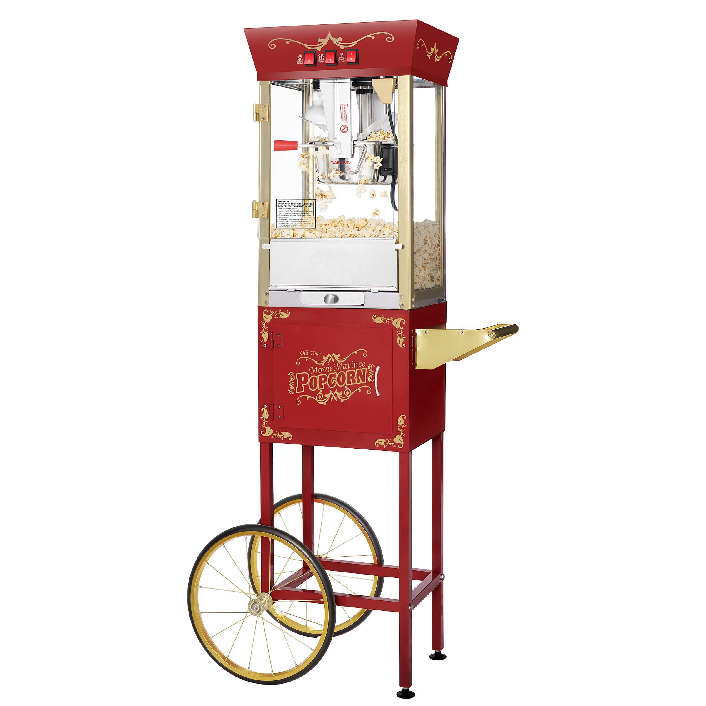 Great Northern Popcorn Company Red Matinee Movie 8 oz. Ounce Antique Popcorn Machine and Cart