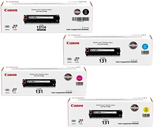 Canon Genuine  CRG-131 Toner 4-Pack w/ High Yield Black, Standard Yield Cyan, Magenta and Yellow