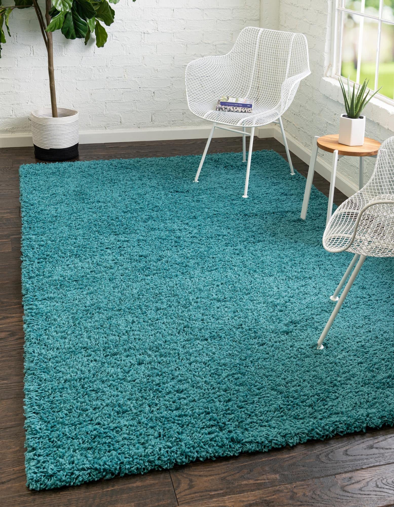 Unique Loom Solid Shag Collection Area Rug (8' x 10', D...