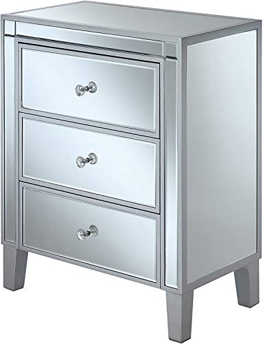 Convenience Concepts Gold Coast 3-Drawer Mirrored End Table, Large