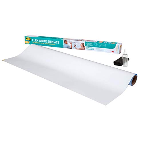 Post-it Flex Write Surface, Permanent Marker Wipes Away with Water, 8ft x 4ft, White Dry Erase Whiteboard Film (FWS8X4)
