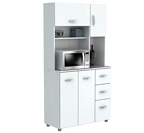 Inval America 4 Door Microwave Storage Cabinet, Laricin...