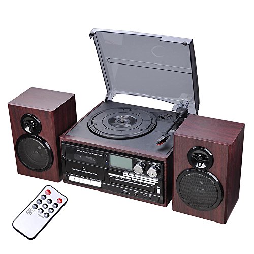 AW Classic Bluetooth Record Player System w/ 2 Speakers...