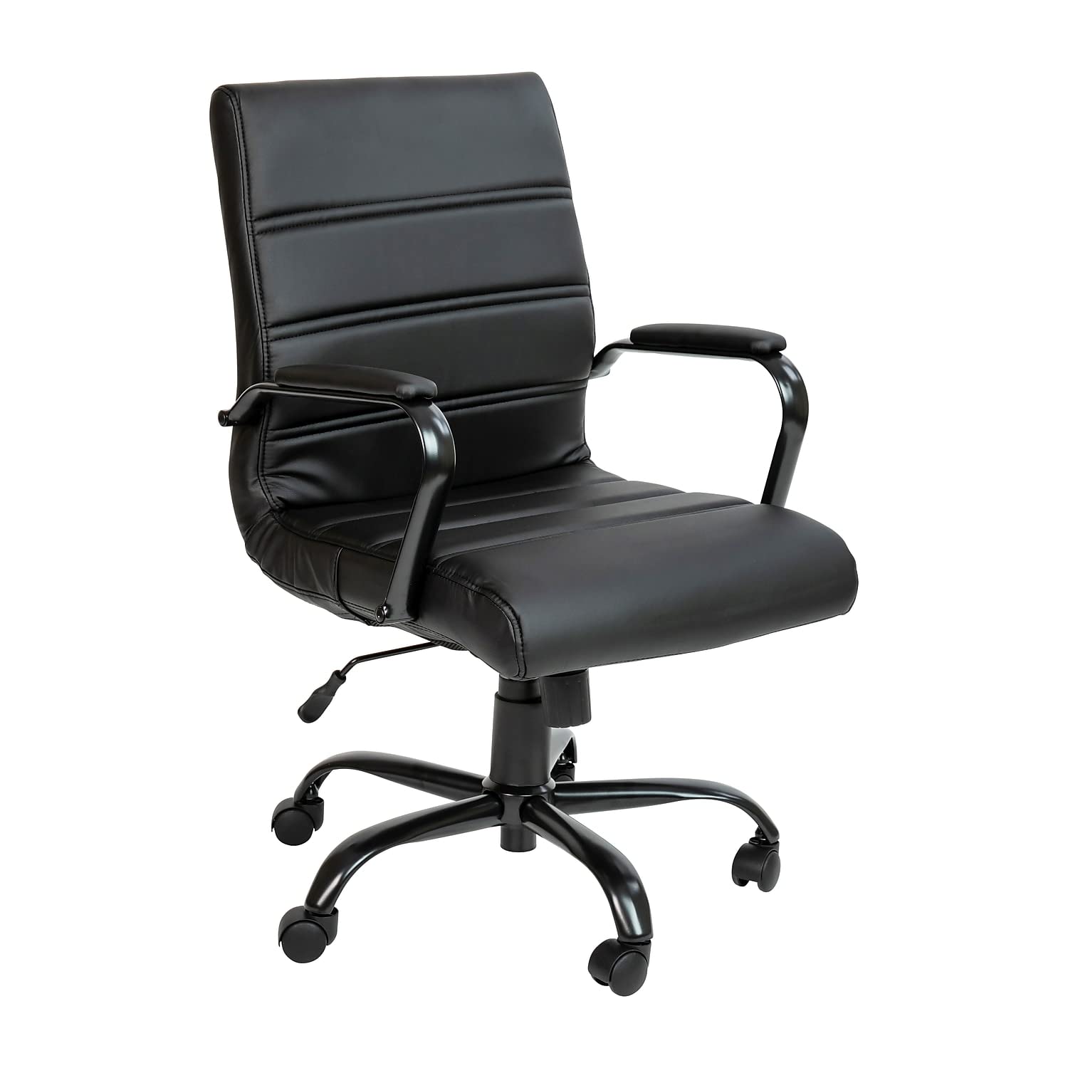 Flash Furniture Mid-Back Desk Chair - Black LeatherSoft Executive Swivel Office Chair with Black Frame - Swivel Arm Chair