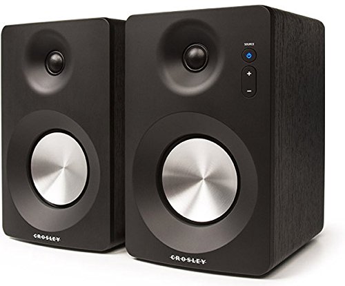 Crosley S100A-BK Bluetooth Enabled Powered Stereo Speakers, Black (Pair)