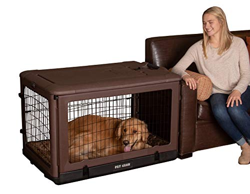 pet gear PG5942BCH ?The Other Door? 4 Door Steel Crate with Plush Bed and Travel Bag, 90 lb, Chocolate
