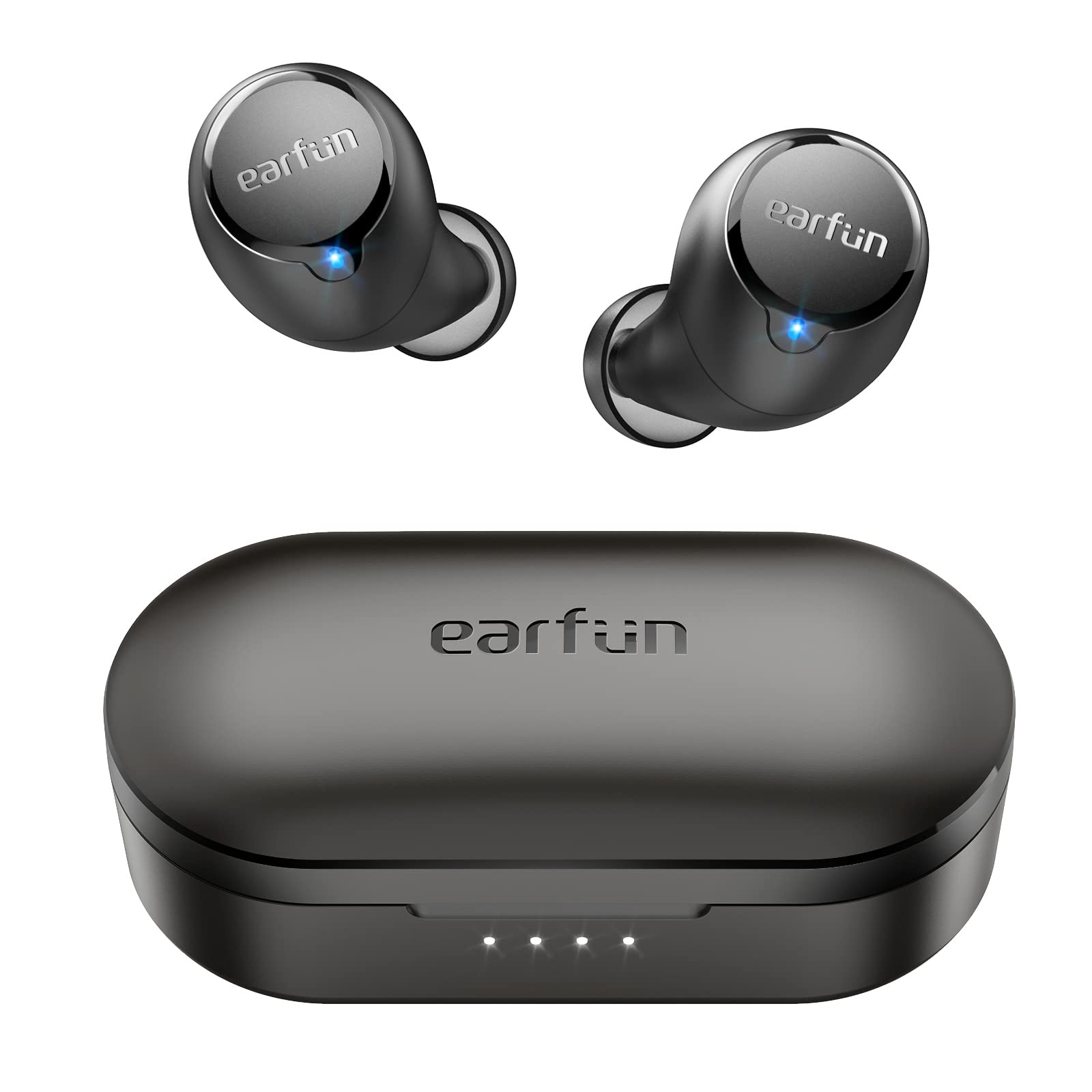 EarFun Free 1S Wireless Earbuds, [2023 Version] 4 Mics ENC Bluetooth 5.0 Earbuds, 7mm Composite Drivers, App for Custom EQ, Sweatshield™ IPX7 Waterproof Headphones, Wireless Charging, Game Mode, 30H