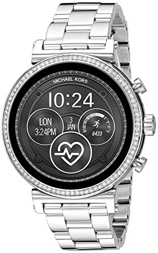 Michael Kors Access Women's Sofie Heart Rate' Touch-Screen Smartwatch with Stainless-Steel Strap, Silver, 18 (Model: MKT5061)