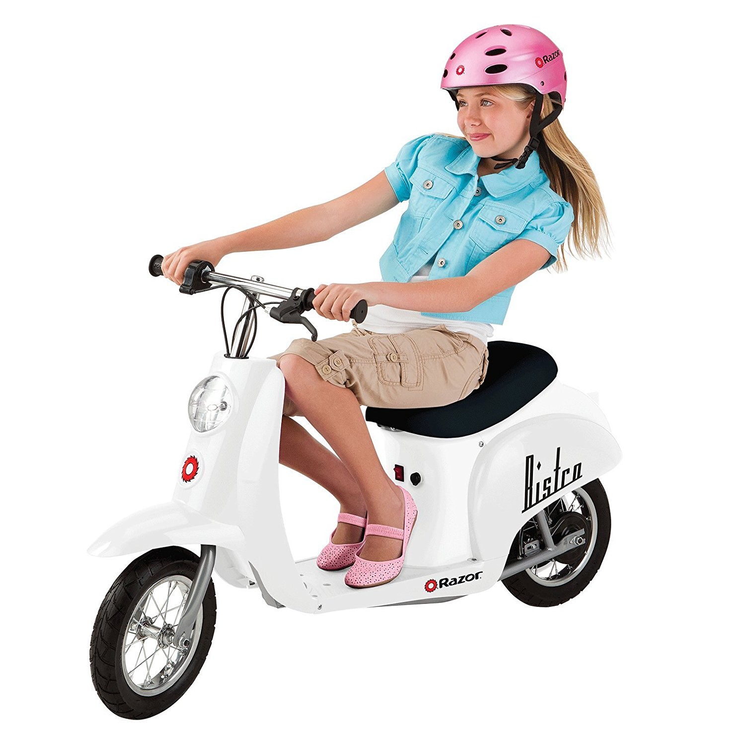 RAZOR Pocket Mod Miniature Euro 24 Volt 250 Watt Electric Retro Scooter, White