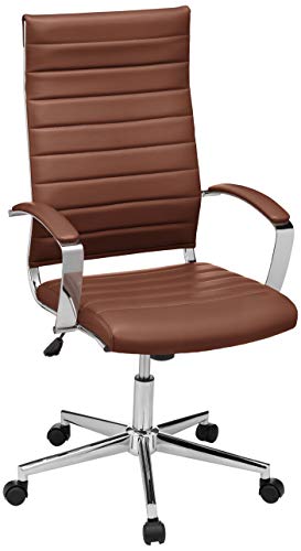 Amazon Basics High-Back Executive Swivel Office Desk Chair with Ribbed Puresoft Upholstery