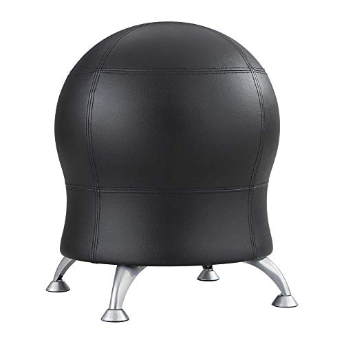 Safco Products Zenergy Ball Chair, Black Vinyl, Low Profile, Active Seating, Easy-to-Clean