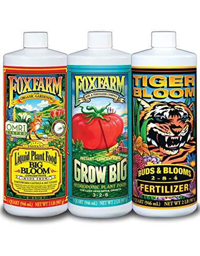 Fox Farm FoxFarm FX14050 Big Bloom, Grow Big & Tiger Bloom Liquid Fertilizer Nutrient Trio Hydro-Formula, 3/32-Ounce Bottles
