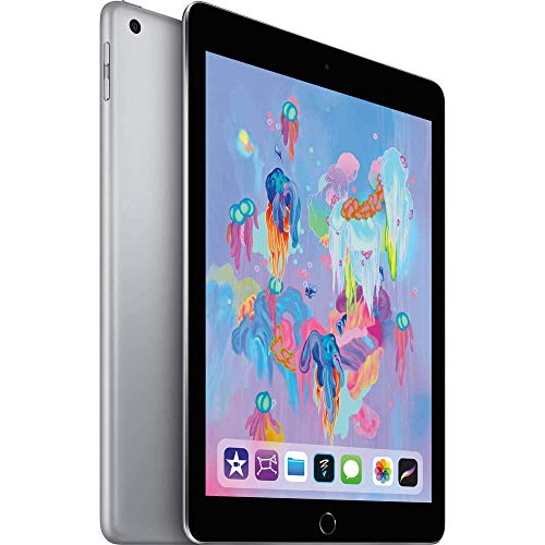Apple iPad with WiFi, 128GB, Space Gray (2018 Model) (Renewed)