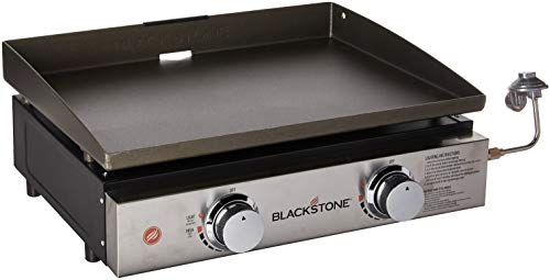 Blackstone Tabletop Grill - 22 Inch Portable Gas Griddle - Propane Fueled - 2 Adjustable Burners - Rear Grease Trap - For Outdoor Cooking While Camping, Tailgating or Picnicking - Black
