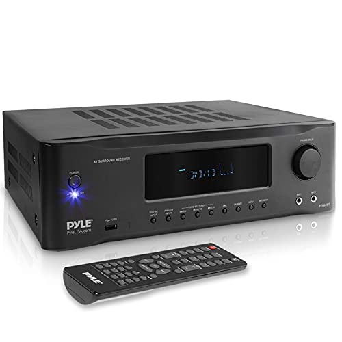 Pyle 5.2-Channel Hi-Fi Bluetooth Stereo Amplifier - 1000 Watt AV Home Speaker Subwoofer Sound Receiver with Radio, USB, RCA, HDMI, Mic In, Wireless Streaming, Supports 4K UHD TV, 3D, Blu-Ray -  PT694BT...