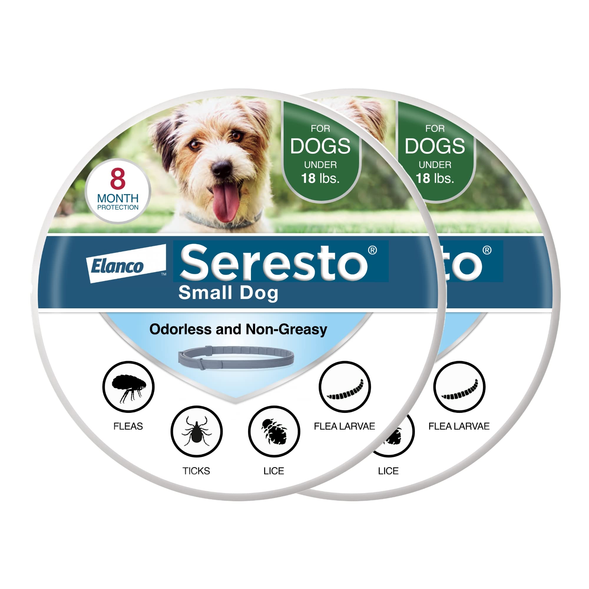 Seresto Small Dog Vet-Recommended Flea & Tick Treatment & Prevention Collar for Dogs Under 18 lbs. | 2-Pack