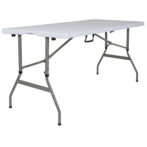 Flash Furniture Granite Top Folding Table in White and Gray B