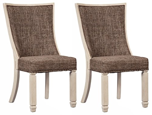 Signature Design by Ashley Signature Design - Bolanburg Dining Side Chair - Set of 2 - Upholstered - Two-tone - Textured Antique White Finish