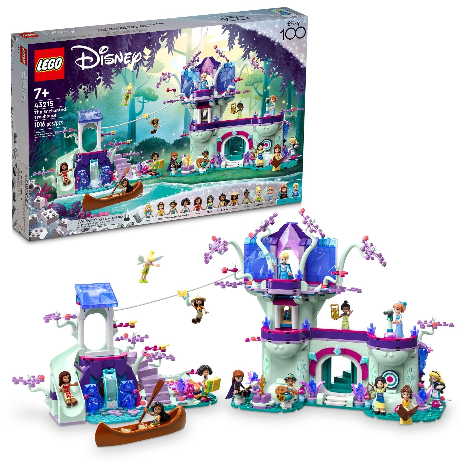 LEGO Disney The Enchanted Treehouse 43215 Buildable 2-Level Tree House with 13 Princess Mini-Dolls Such as Jasmine, Elsa and Moana, Classic Disney Christmas Toy for Disney Princess Fans Ages 7 and Up