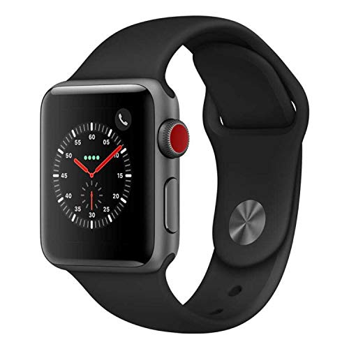 Apple Watch Series 3 (GPS + Cellular, 38MM) - Space Gray Aluminum Case with Black Sport Band (Renewed)