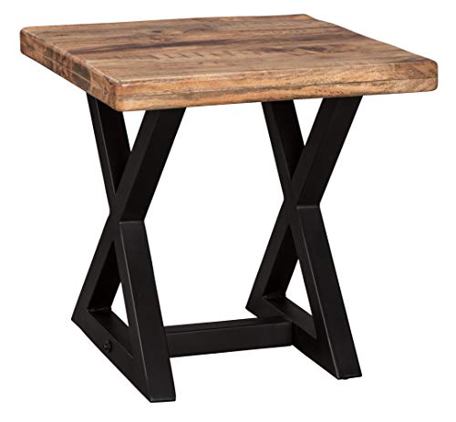 Signature Design by Ashley - Wesling End Table, Brown Top w/ Black Base