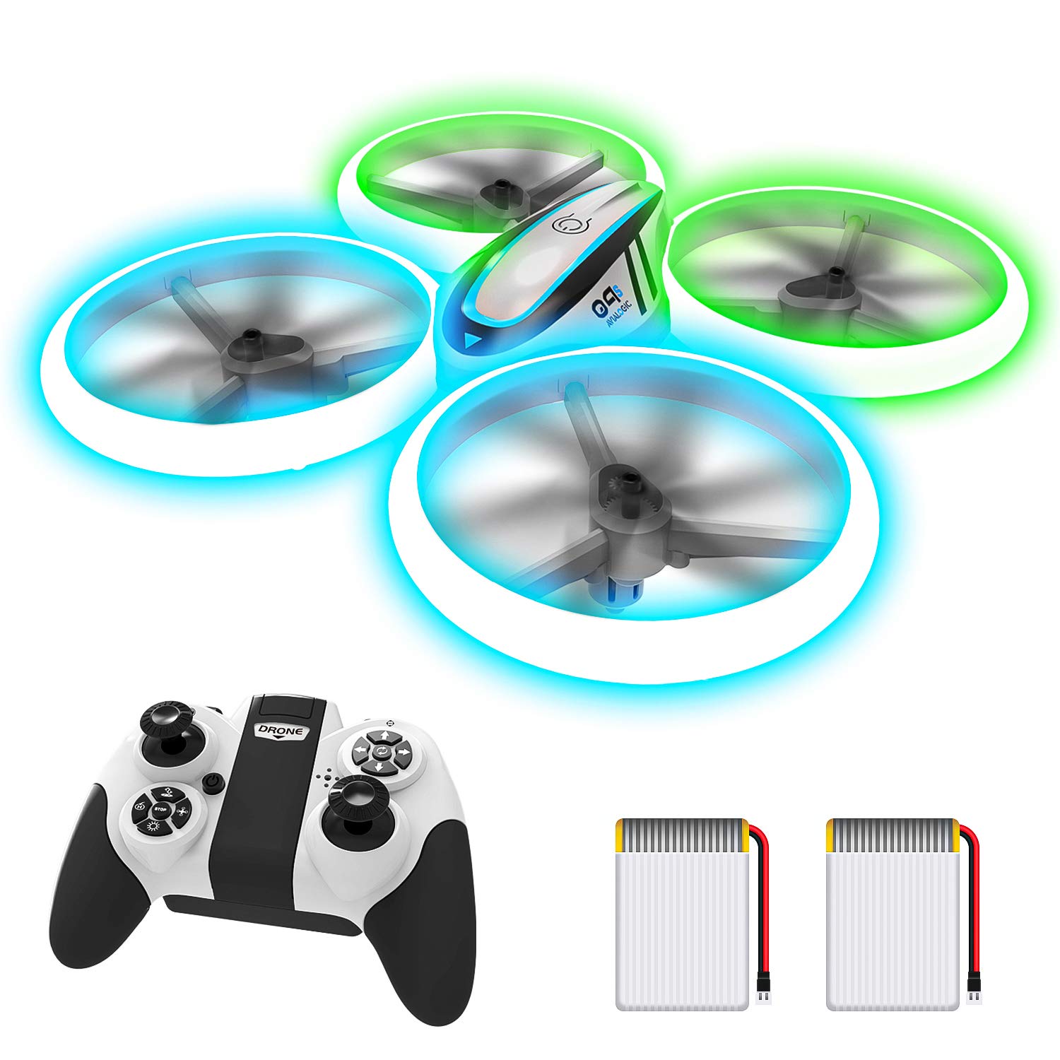 Hasakee Q9s Drones for Kids,RC Drone with Altitude Hold and Headless Mode,Quadcopter with Blue&Green Light,Propeller Full Protect,2 Batteries and Remote Control,Easy to fly Kids Gifts Toys for Boys...