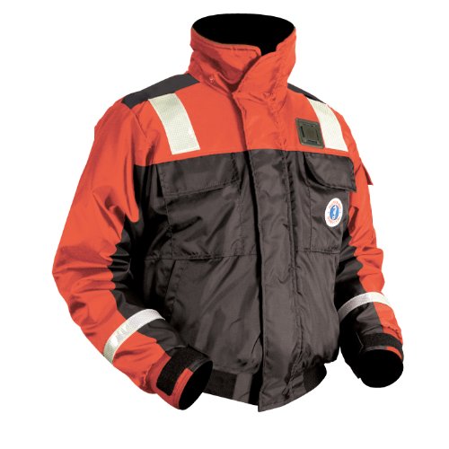 Mustang Survival - Classic Flotation Jacket with Solas Reflective Tape (Orange-Black-XXL) - USCG Approved, 62 sq in of Solas, Neoprene Wrist Seals, 4 Front Pockets