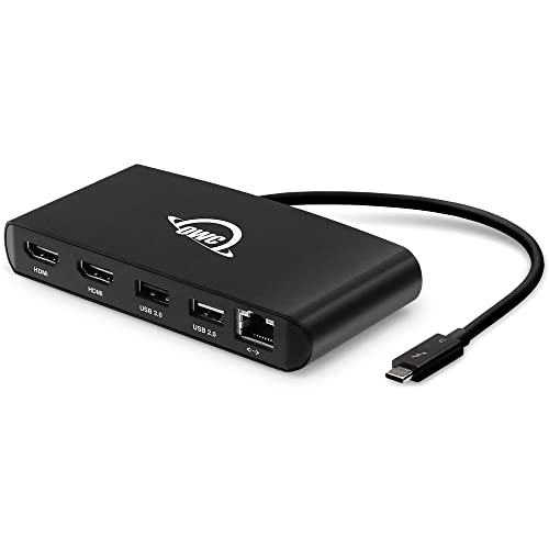 OWC Thunderbolt 3 Mini Dock, Bus-Powered 5-Port Multi-Adapter with Dual 4K HDMI, Dual USB & Gigabit Ethernet, Integrated 7.2-inch Thunderbolt 3 Cable, (TB3MDK5P)