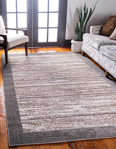 Unique Loom Outdoor Modern Collection Carved Border Transitional Indoor and Outdoor Flatweave Brown  Area Rug (9' 0 x 12' 0)