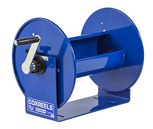 Coxreels 117-5-100 Hand Crank Steel Hose Reel, 100 Series, ¾? x 100? - Easy-to-Use Compact Design - Adjustable Tension Break - Heavy-Duty Steel Construction, Made in the USA, Blue