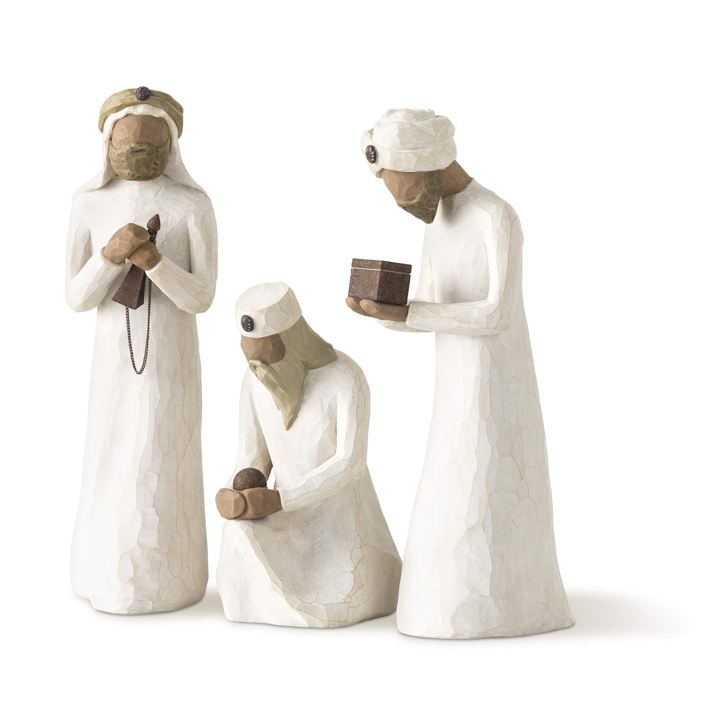 Willow Tree The Three Wisemen, Follow a Star to Find the Light of the World, Set of Walking, Bowing, Kneeling Figures Carrying Gifts for Holy Family, Sculpted Hand-Painted Figures for Classic Nativity