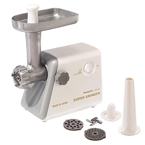 Panasonic Meat Grinder, Electric Heavy Duty with Sausage Stuffer and Kubbe Maker Attachments, Precision Japanese Technology, Multifunctional Tabletop, 1, White