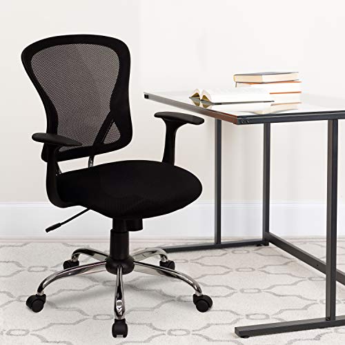 Flash Furniture Mid-Back Burgundy Mesh Swivel Task Office Chair with Chrome Base and Arms