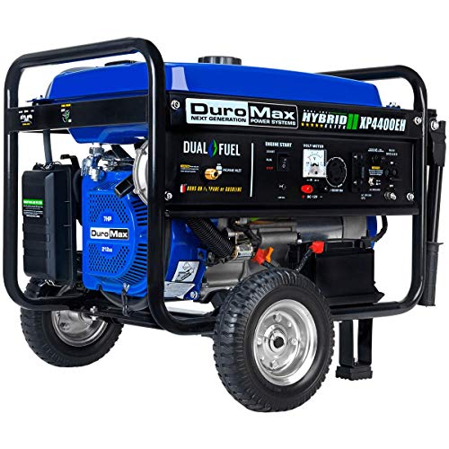 DuroMax XP4400EH Dual Fuel Electric Start Portable Generator, Blue and Black