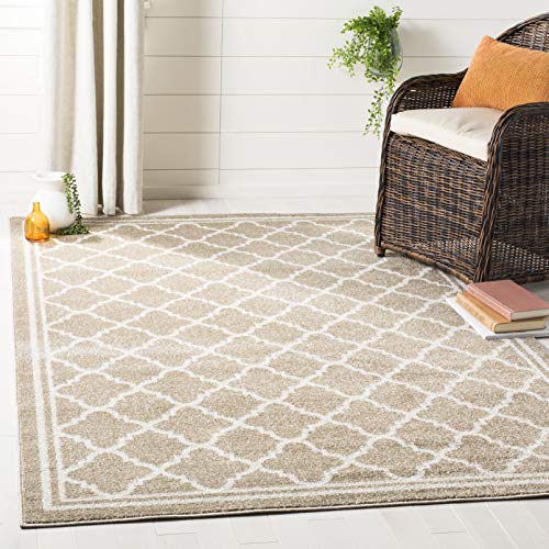 Safavieh Amherst Collection AMT422S Trellis Area Rug, 9' Square, Wheat/Beige