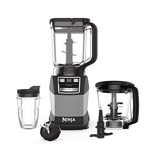 Ninja AMZ493BRN Compact Kitchen System, 1200W, 3 Functions for Smoothies, Dough & Frozen Drinks with Auto-IQ, 72-oz.* Blender Pitcher, 40-oz. Processor Bowl & 18-oz. Single-Serve Cup, Grey