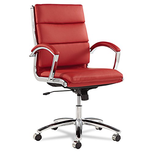 Office Realm Neratoli Series Mid-Back Swivel/tilt Chair, Red Leather, Chrome Frame By: 
