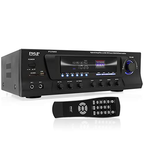 Pyle 300W Digital Stereo Receiver System - AM/FM Qtz. Synthesized Tuner, USB/SD Card MP3 Player & Subwoofer Control, A/B Speaker, iPod/MP3 Input w/Karaoke, Cable & Remote Sensor -  PT270AIU.5