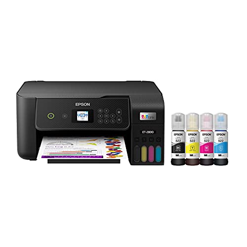 Epson EcoTank ET-2800 Wireless Color All-in-One Cartridge-Free Supertank Printer with Scan and Copy - The Ideal Basic Home Printer - Black