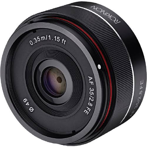 Elite Brands Inc Rokinon IO35AF-E 35mm f/2.8 Ultra Compact Wide Angle Lens for Sony E Mount Full Frame, Black