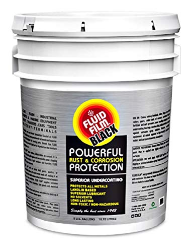 Fluid Film Black Non-Aerosol, Long Lasting Corrosion, Penetrant & Lubricant, Anti-Rust Coating, Protects All Metals in Marine and Undercoating in Automotive & Snow-Handling Vehicles, 5 Gallons