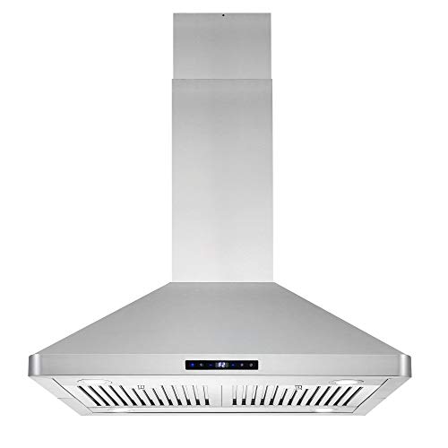 Cosmo COS-63ISS75 Island Range 3-Speed Fan, 380 CFM, Permanent Filters, LED Lights, Soft Touch Controls, Ducted Kitchen Vent Hood Extractor, 30 inch, Stainless Steel