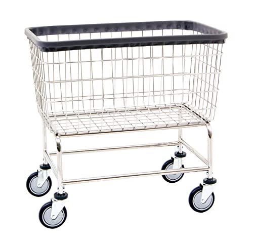 R&B Wire Products R&B Wire® 200F Large Capacity Rolling Wire Laundry Cart, 4.5 Bushel, Chrome, Made in USA