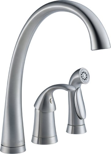 Delta Faucet Pilar Single-Handle Kitchen Sink Faucet with Side Sprayer in Matching Finish, Arctic Stainless 4380-AR-DST