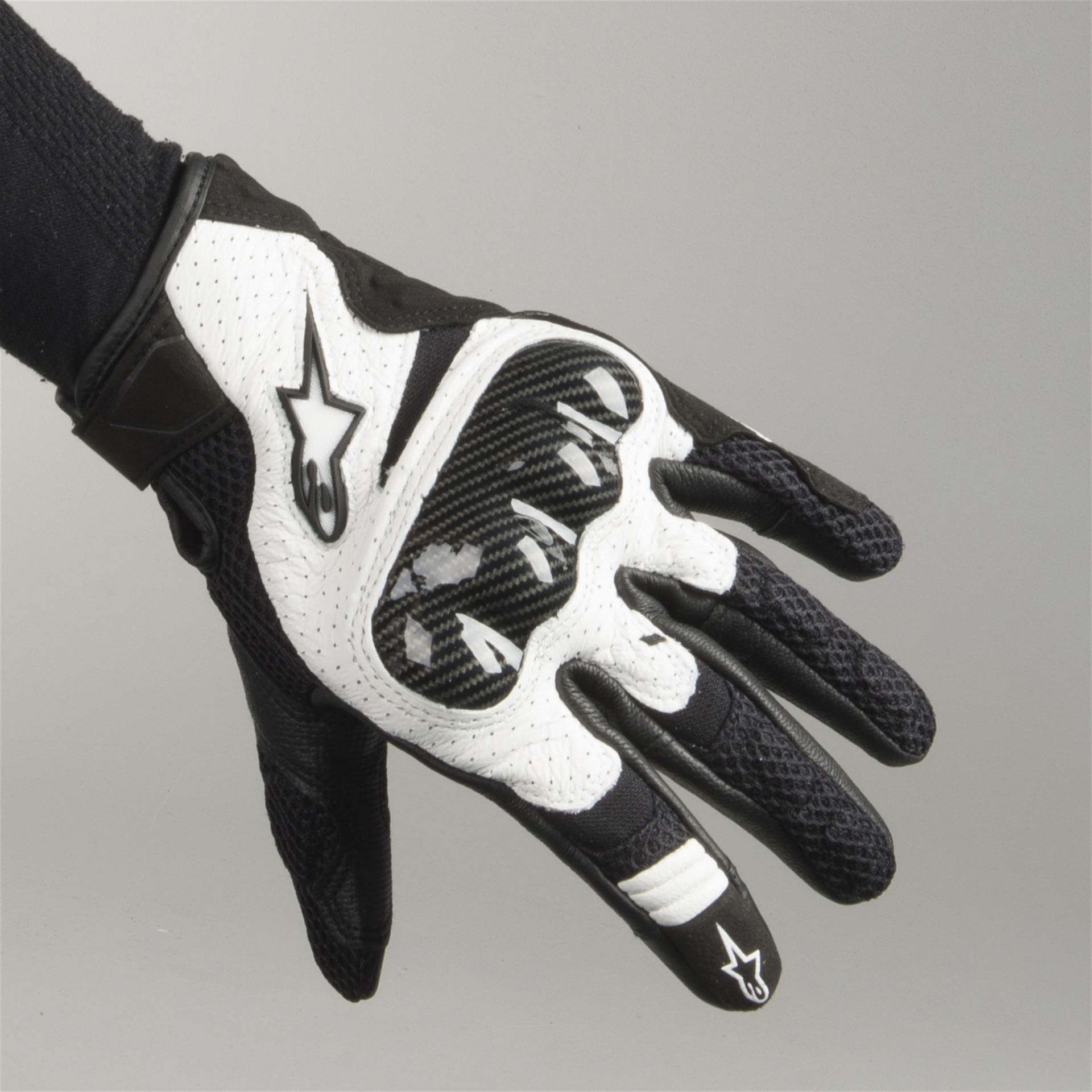 Alpinestars Black/White Sz L  SMX-1 Air V2 Vented Leather Motorcycle Glove