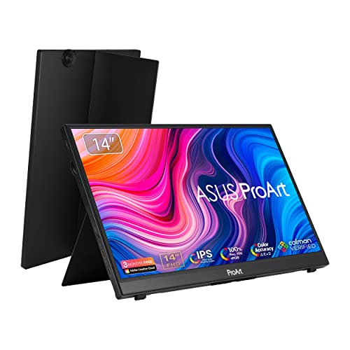 Asus ProArt Display 14” 1080P Portable Touchscreen Monitor (PA148CTV) - Full HD, IPS, 100% sRGB/Rec.709, Color Accuracy ΔE < 2, Calman Verified, USB-C Power Delivery
